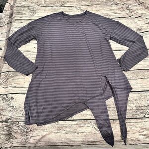 Lululemon Striped Asymmetrical Long Sleeve Top With Tie Detail Size 10/12